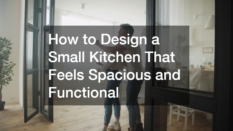 a couple looking at their kitchen space